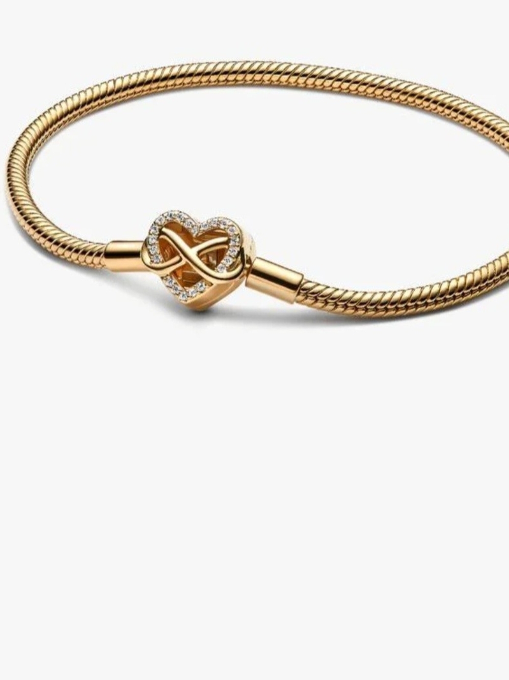 Gold Heart Infinity Bracelet with Pavé Accent